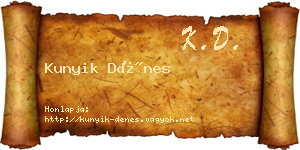 Kunyik Dénes névjegykártya